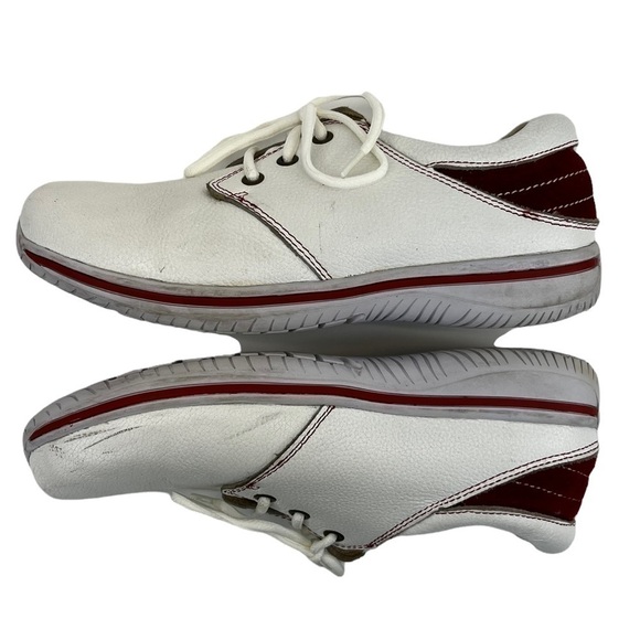 Alegria Men’s Alex White/Red Leather Nursing Professional Working Lace Up Shoes - Picture 4 of 16